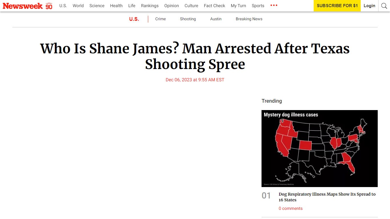 Who Is Shane James? Man Arrested After Texas Shooting Spree - Newsweek